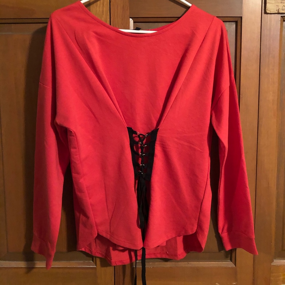 Red Corset Style Sweater